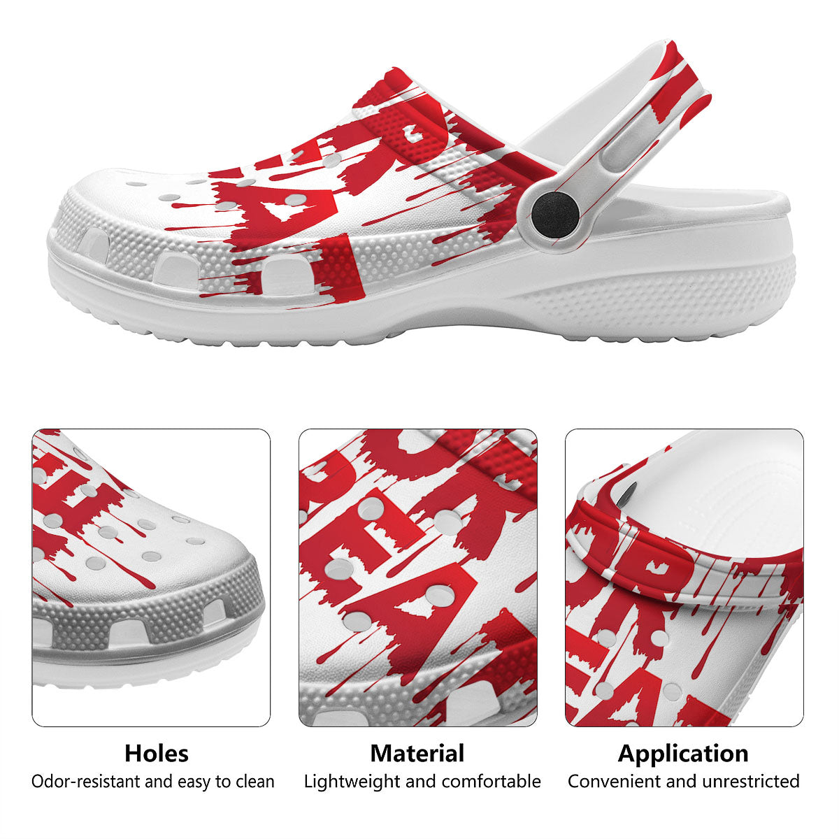 Trick Or Treat Red Blood Halloween Print Clog-grizzshop