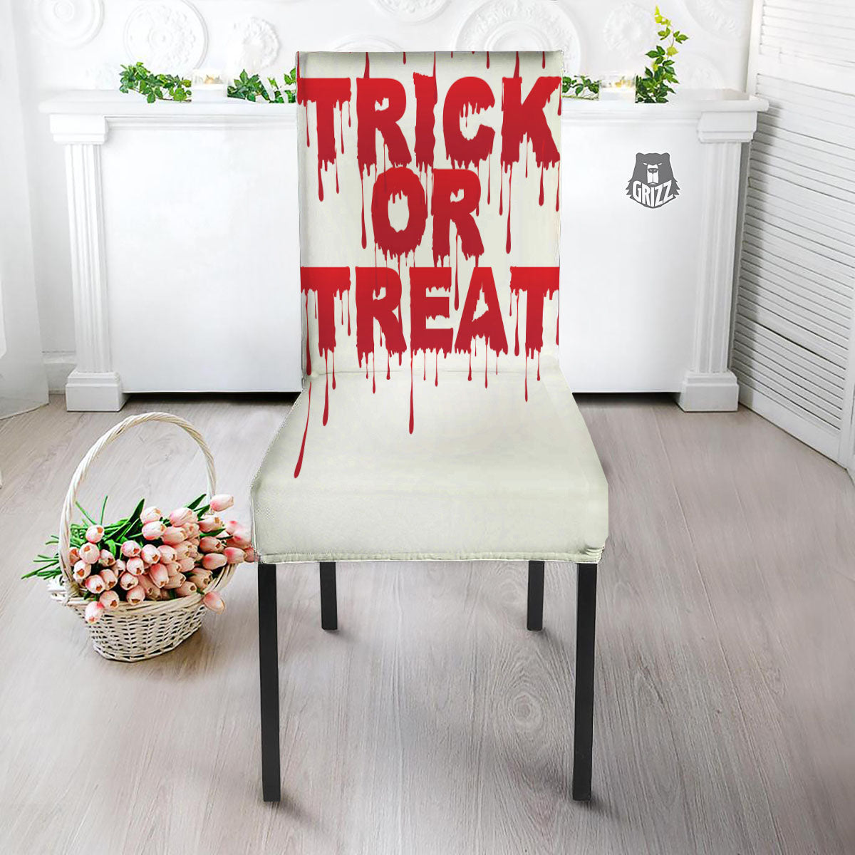 Trick Or Treat Red Blood Halloween Print Dining Chair Slipcover-grizzshop