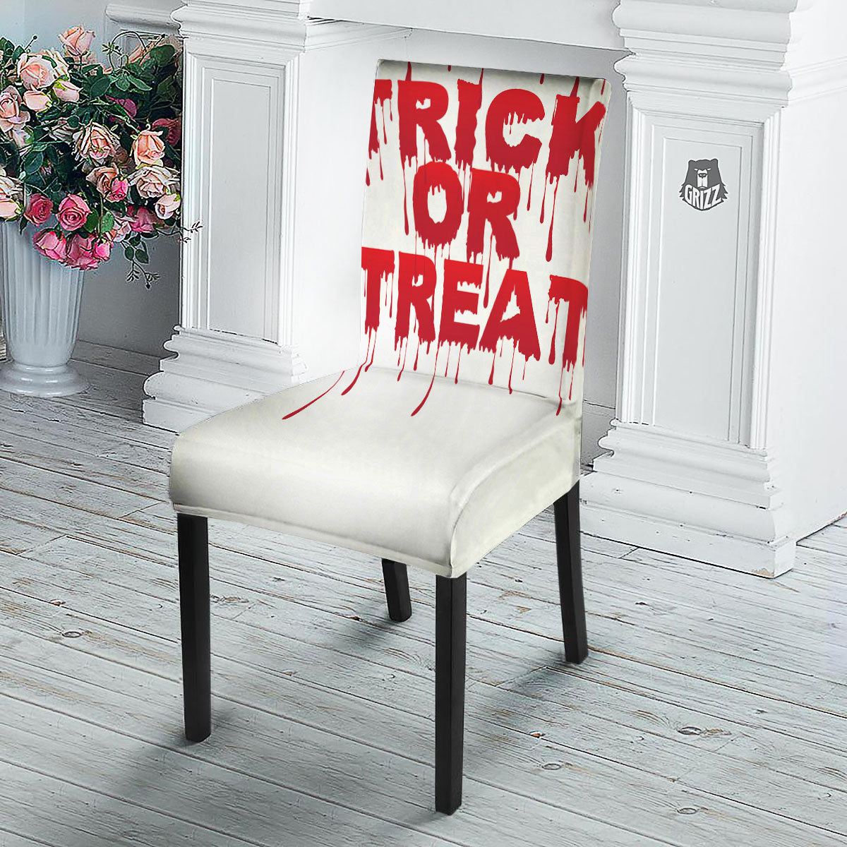 Trick Or Treat Red Blood Halloween Print Dining Chair Slipcover-grizzshop