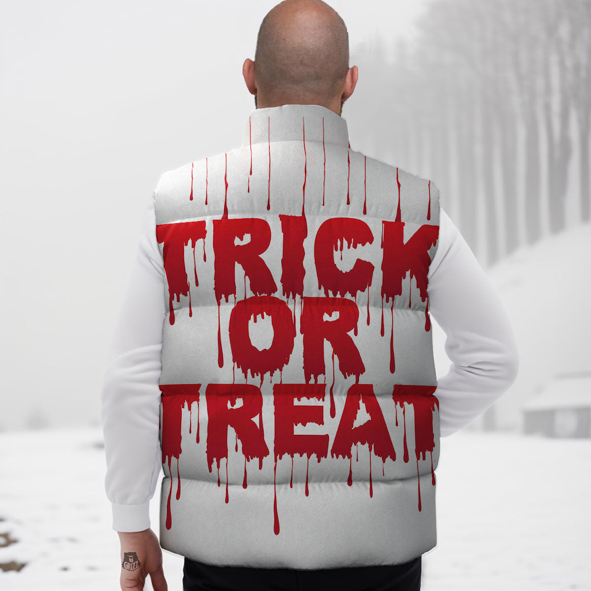 Trick Or Treat Red Blood Halloween Print Down Vest
