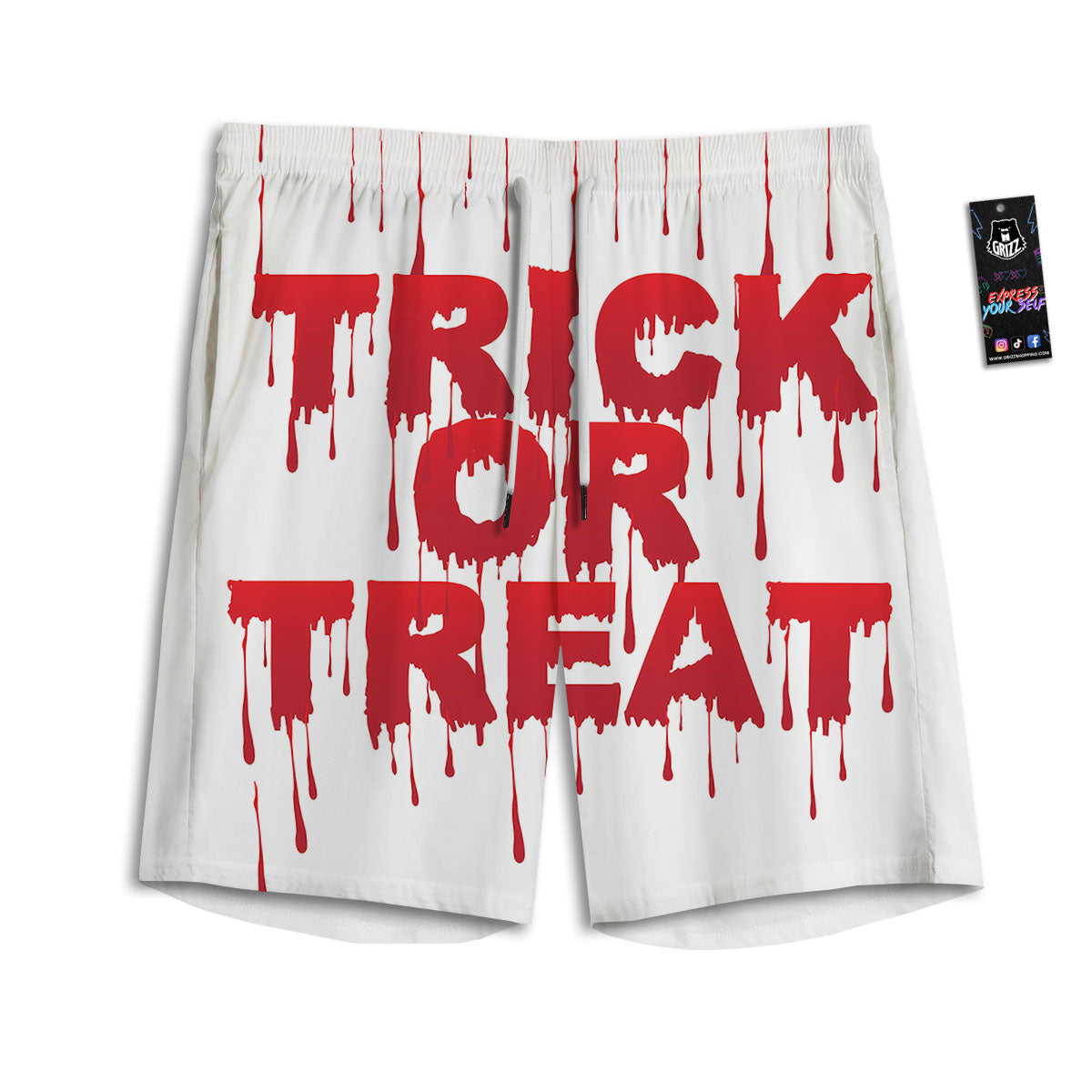 Trick Or Treat Red Blood Halloween Print Men's Athletic Shorts