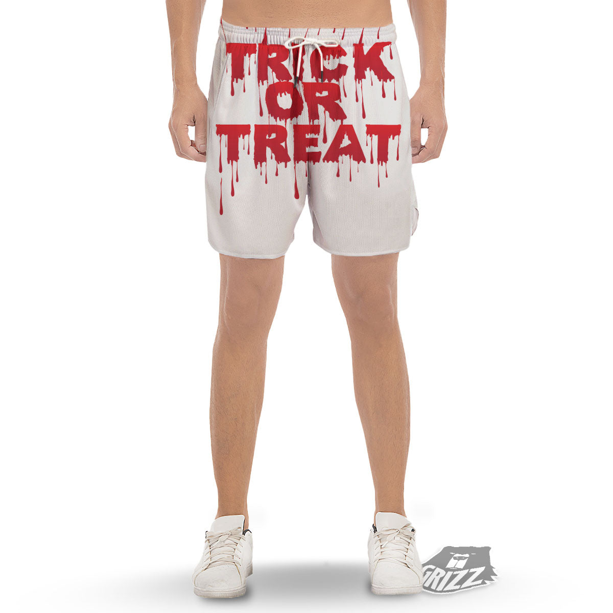 Trick Or Treat Red Blood Halloween Print Men's Gym Shorts-grizzshop