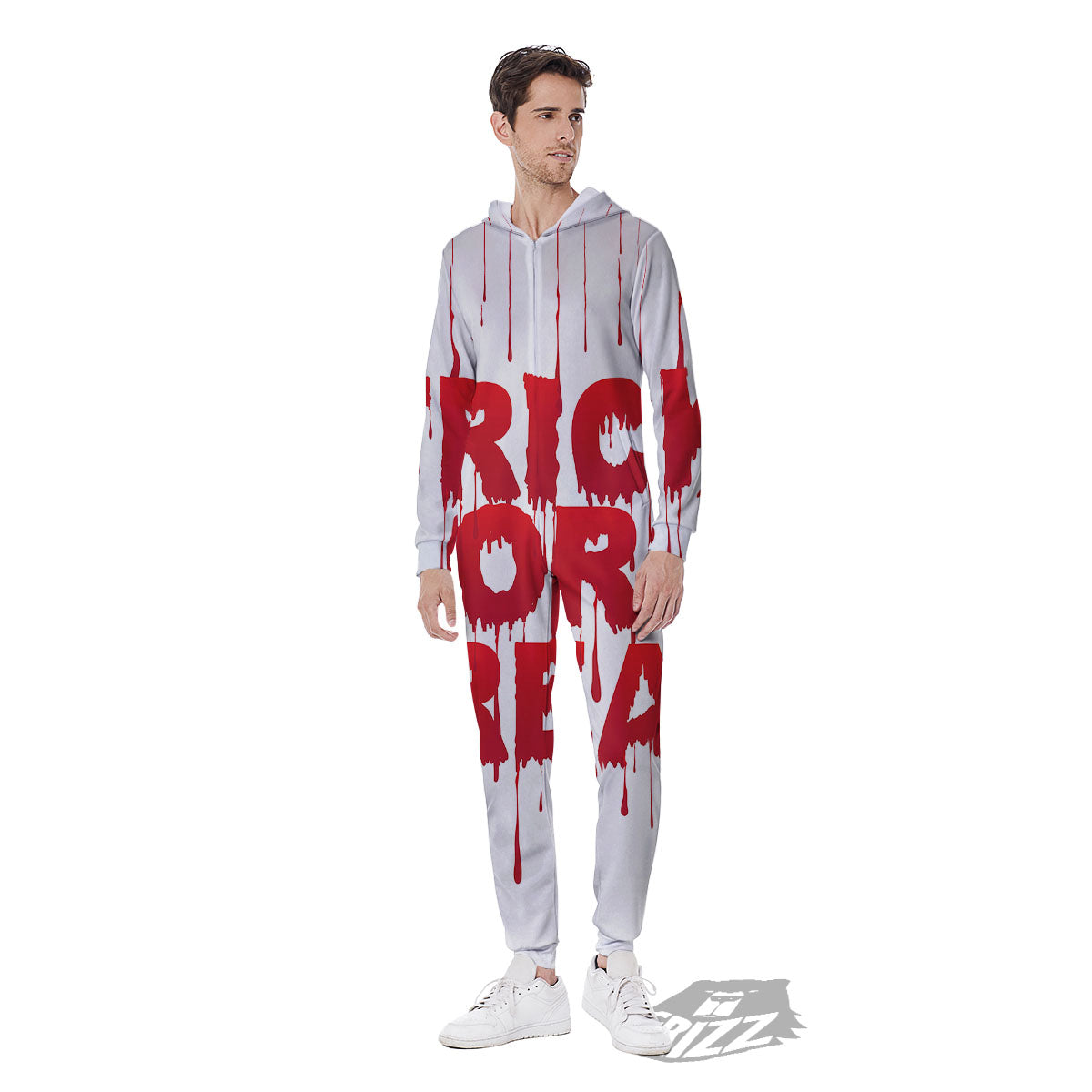 Trick Or Treat Red Blood Halloween Print Men's Jumpsuit-grizzshop