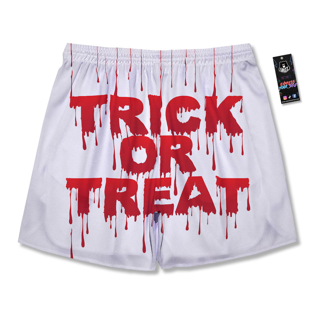 Trick Or Treat Red Blood Halloween Print Men's Running Shorts-grizzshop