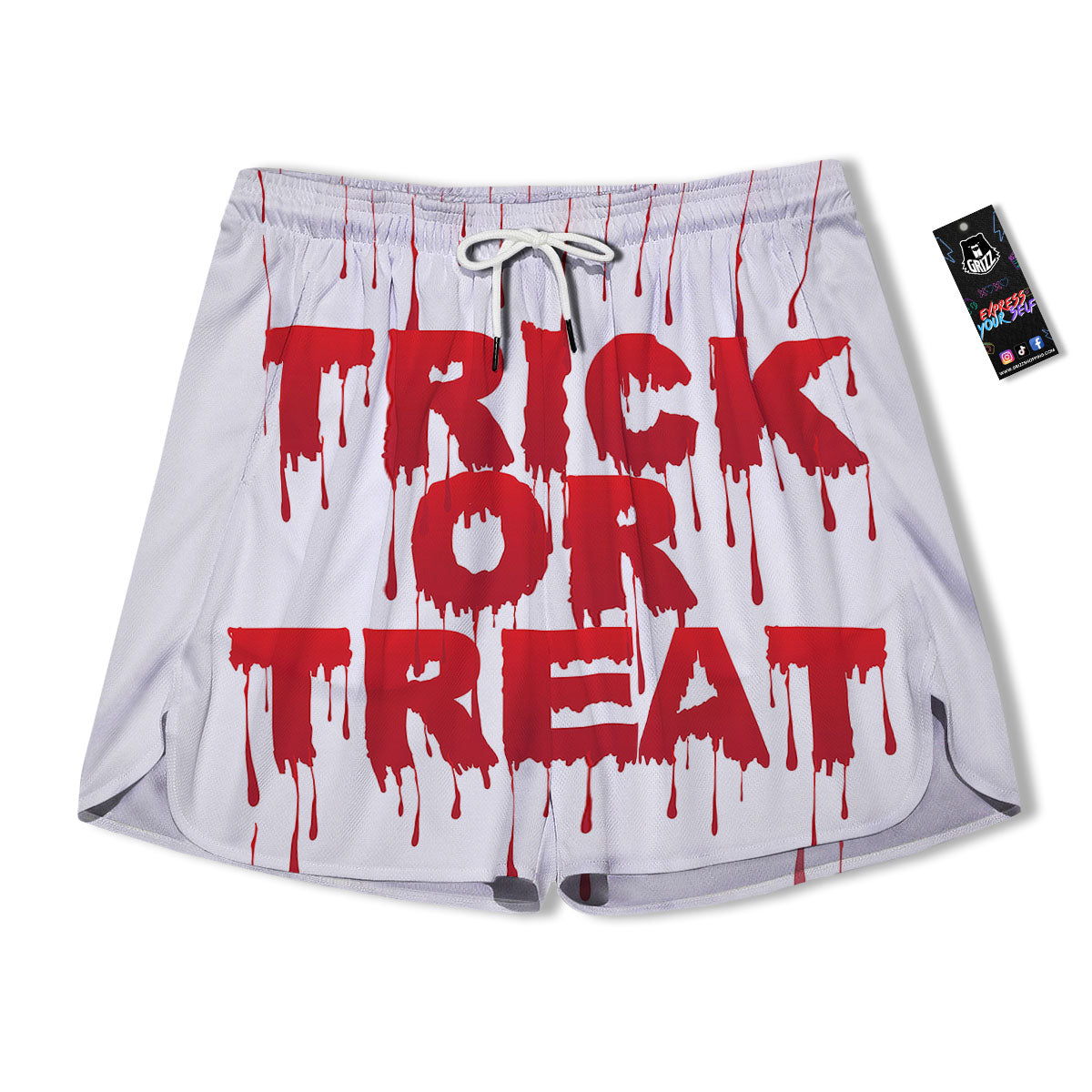 Trick Or Treat Red Blood Halloween Print Men's Running Shorts-grizzshop