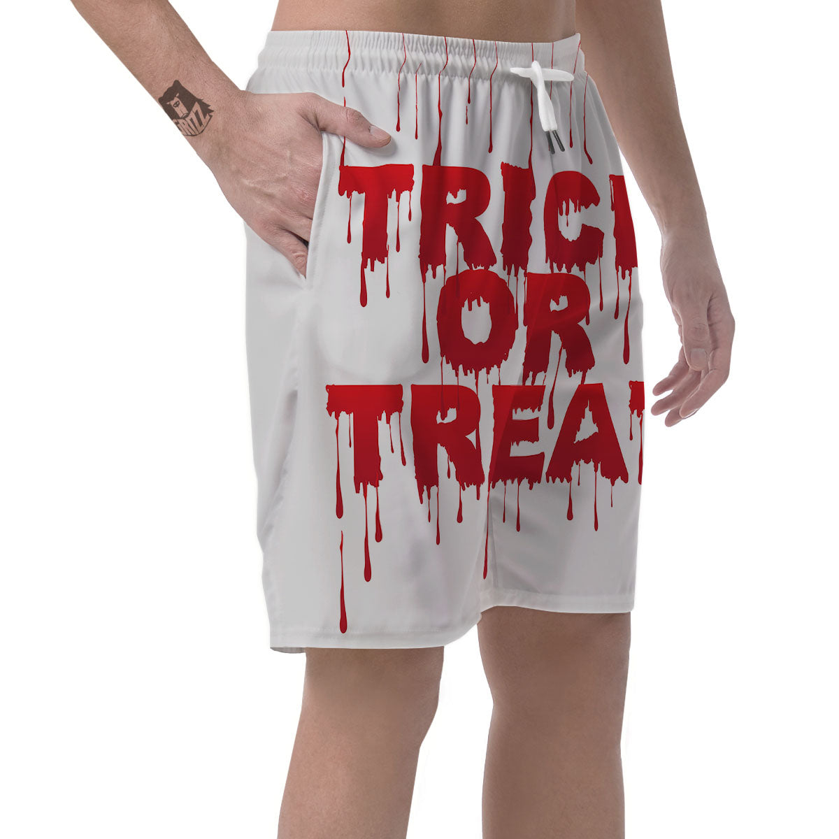 Trick Or Treat Red Blood Halloween Print Men's Shorts-grizzshop