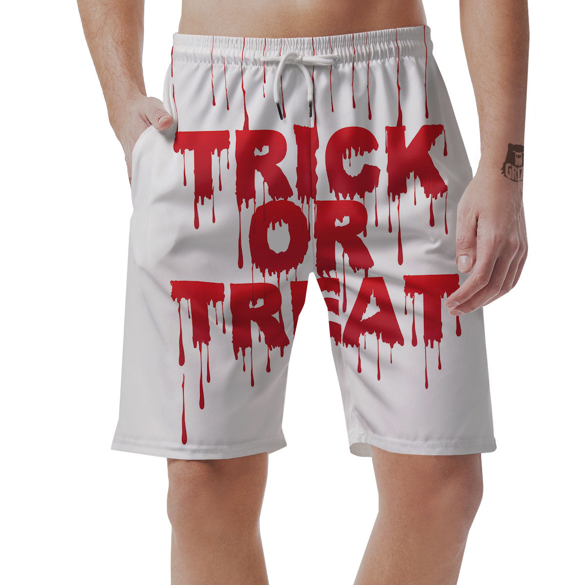 Trick Or Treat Red Blood Halloween Print Men's Shorts-grizzshop