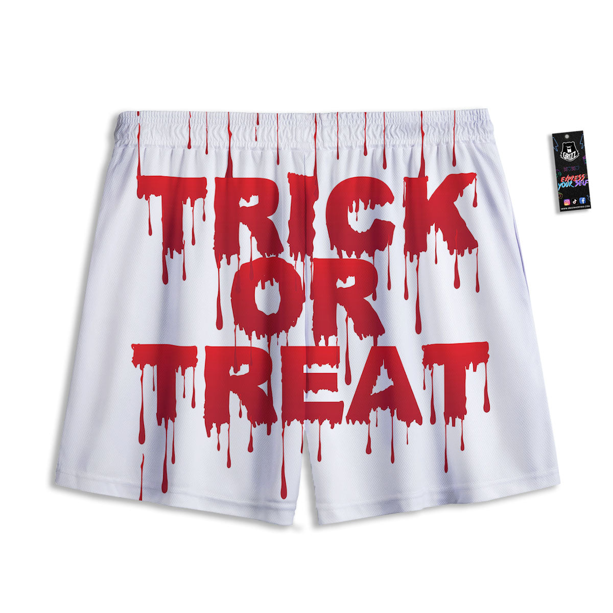 Trick Or Treat Red Blood Halloween Print Mesh Shorts