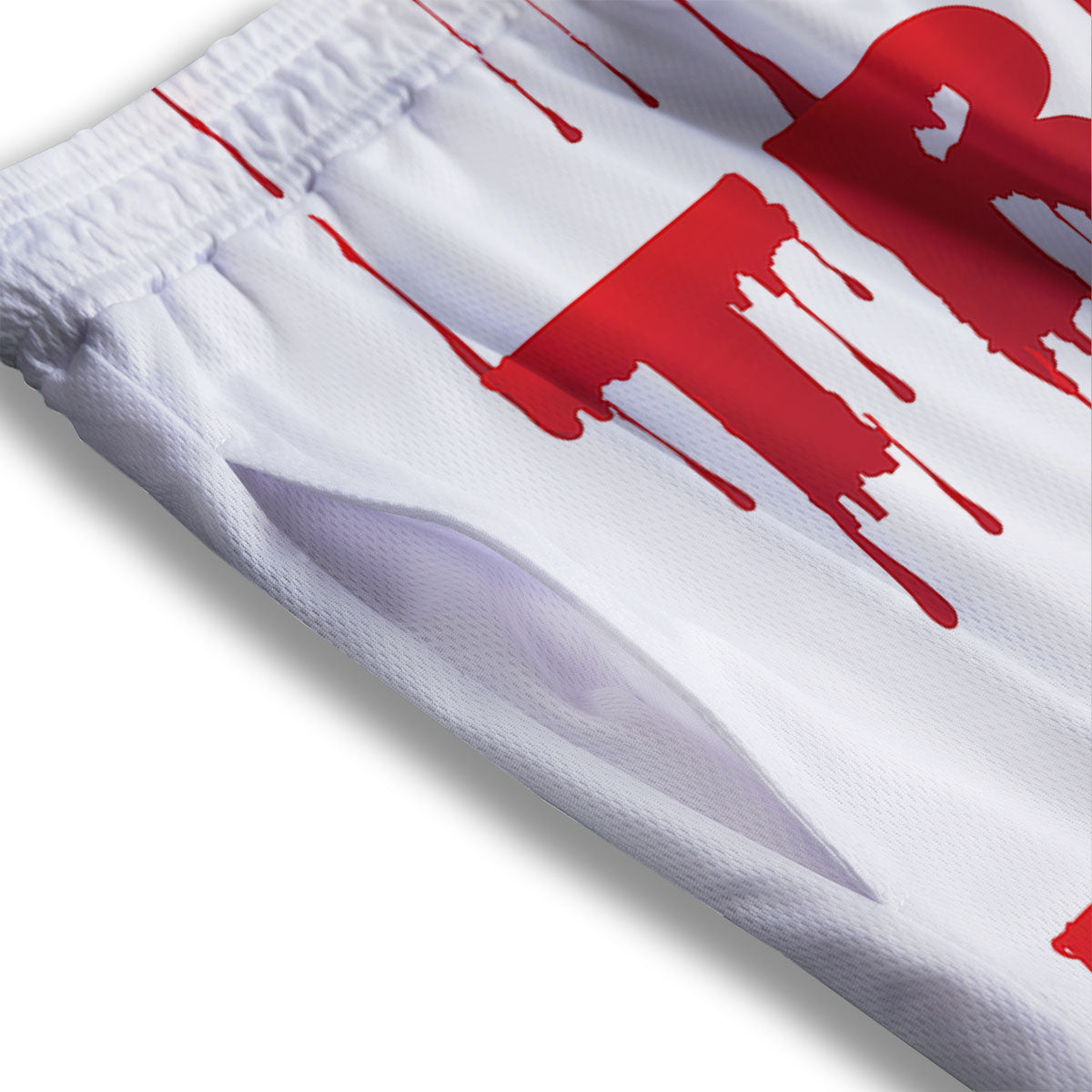 Trick Or Treat Red Blood Halloween Print Mesh Shorts