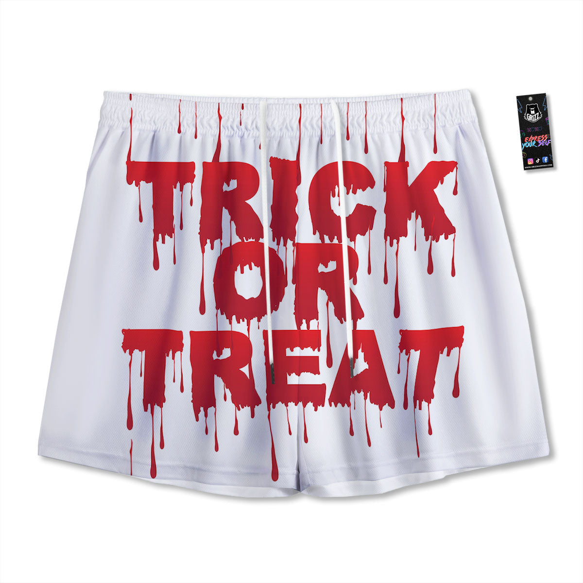 Trick Or Treat Red Blood Halloween Print Mesh Shorts