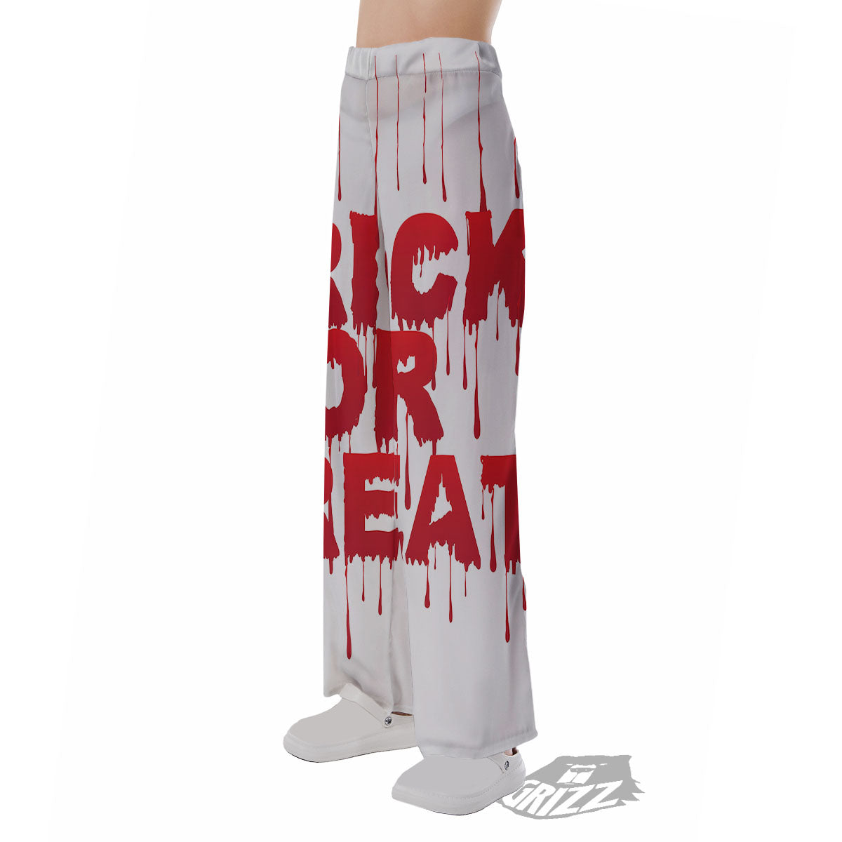 Trick Or Treat Red Blood Halloween Print Pajama Pants-grizzshop