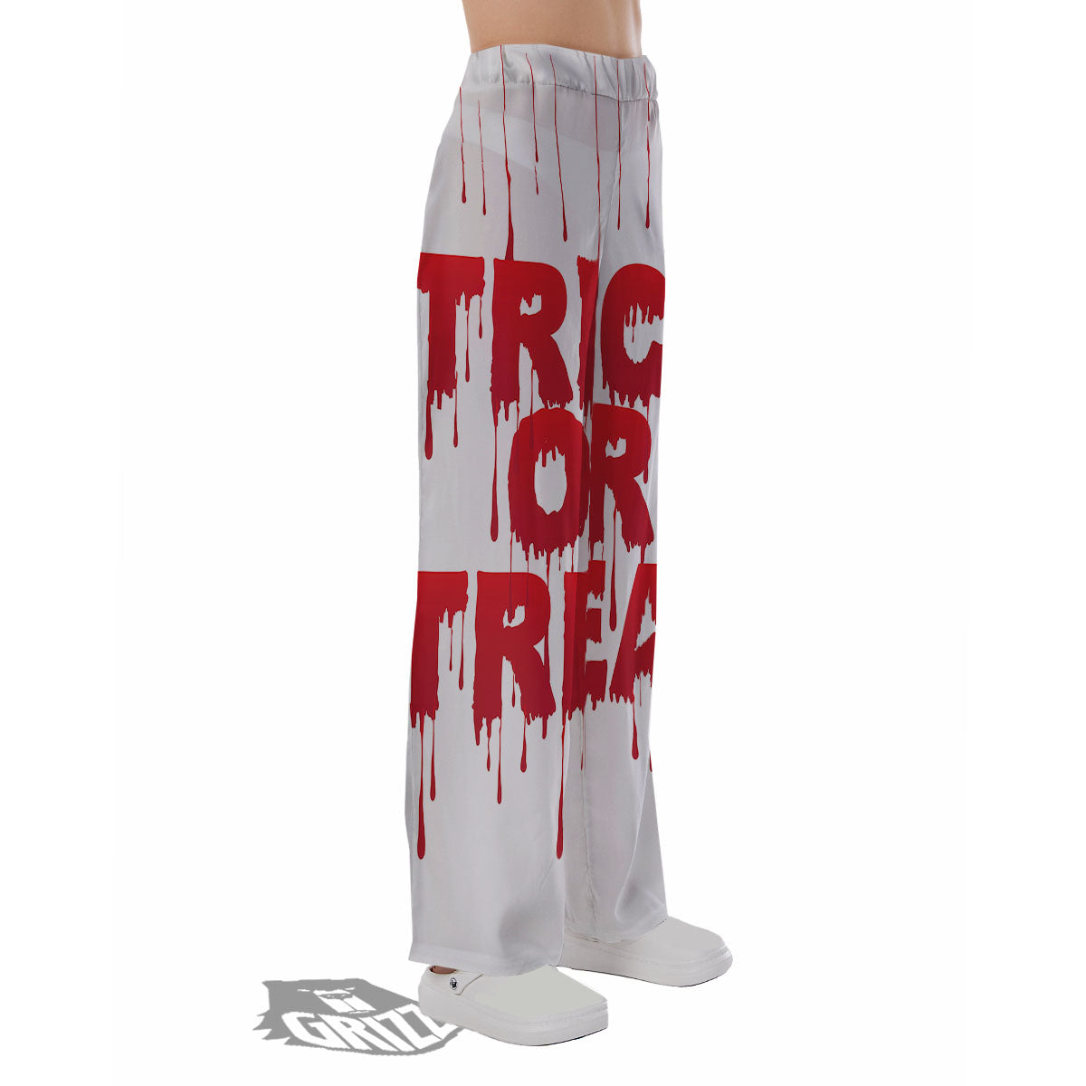 Trick Or Treat Red Blood Halloween Print Pajama Pants-grizzshop