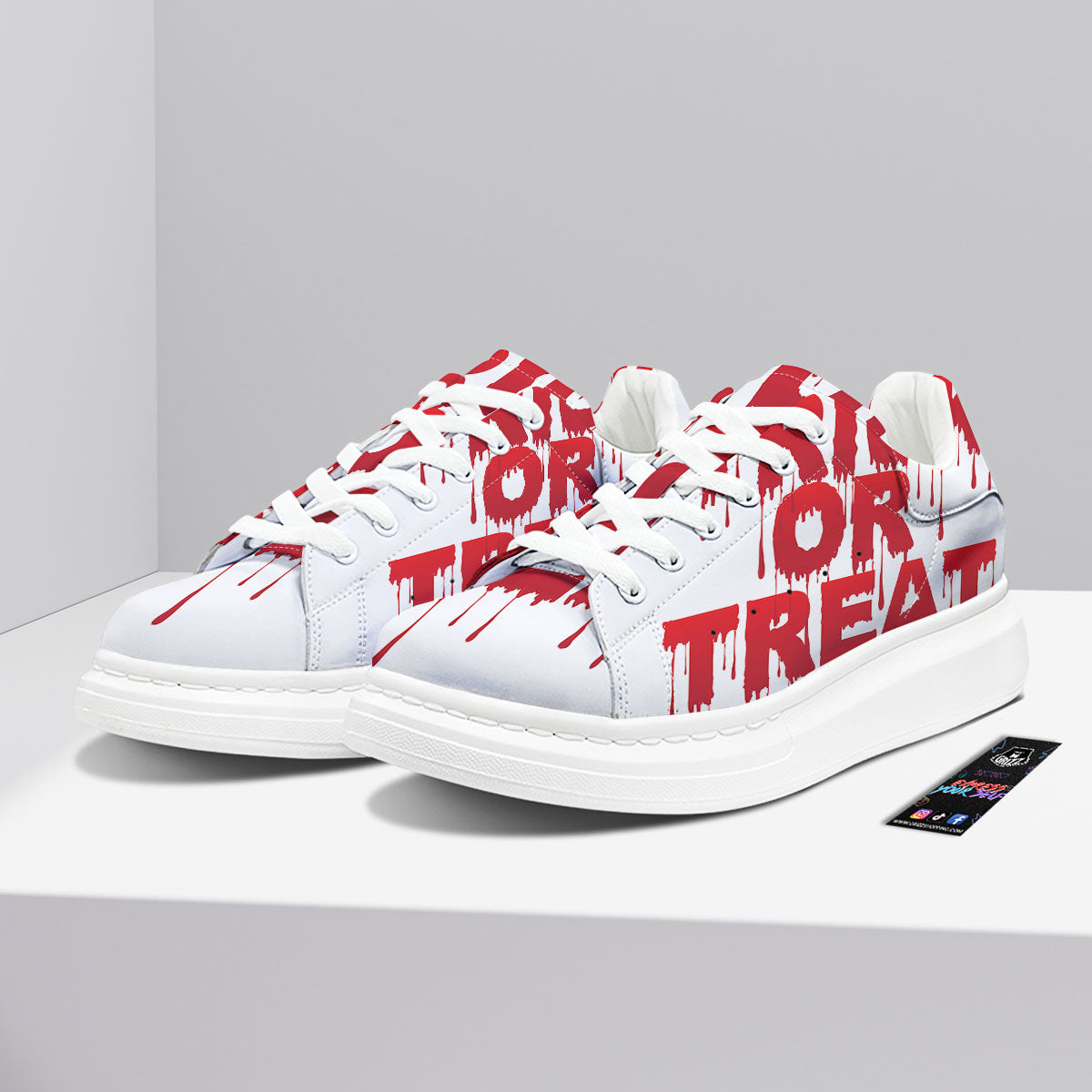 Trick Or Treat Red Blood Halloween Print Platform Shoes-grizzshop