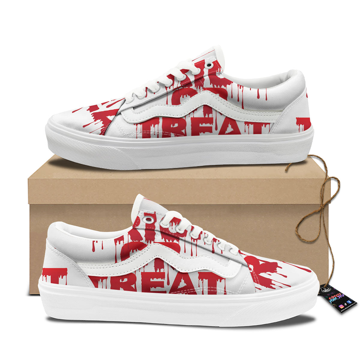 Trick Or Treat Red Blood Halloween Print Skate Shoes-grizzshop