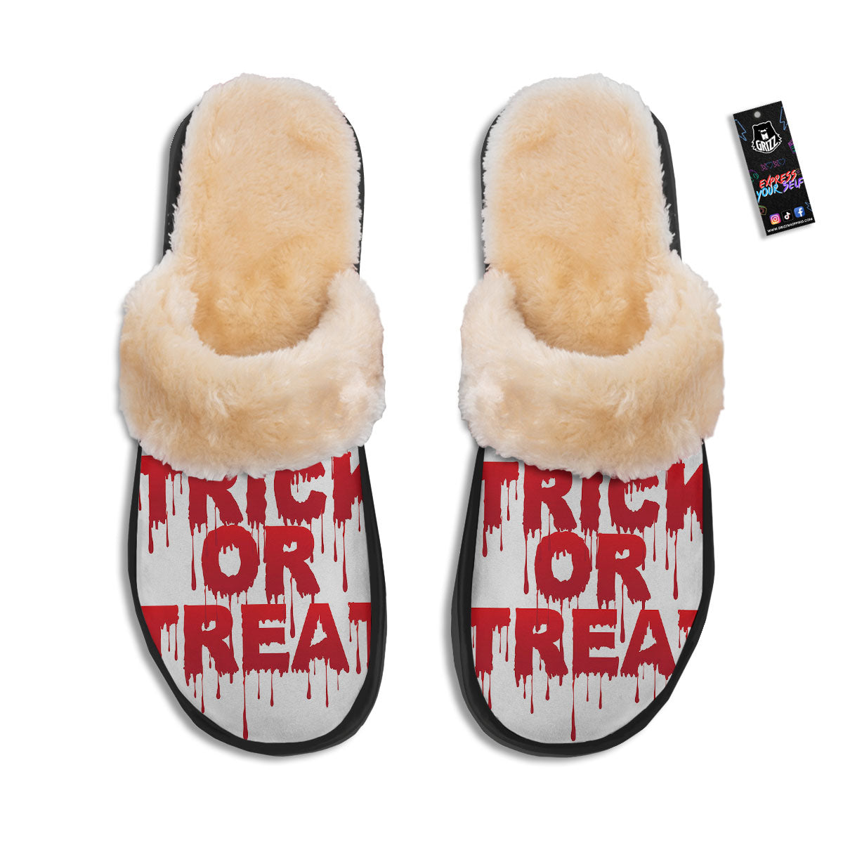 Trick Or Treat Red Blood Halloween Print Slippers-grizzshop