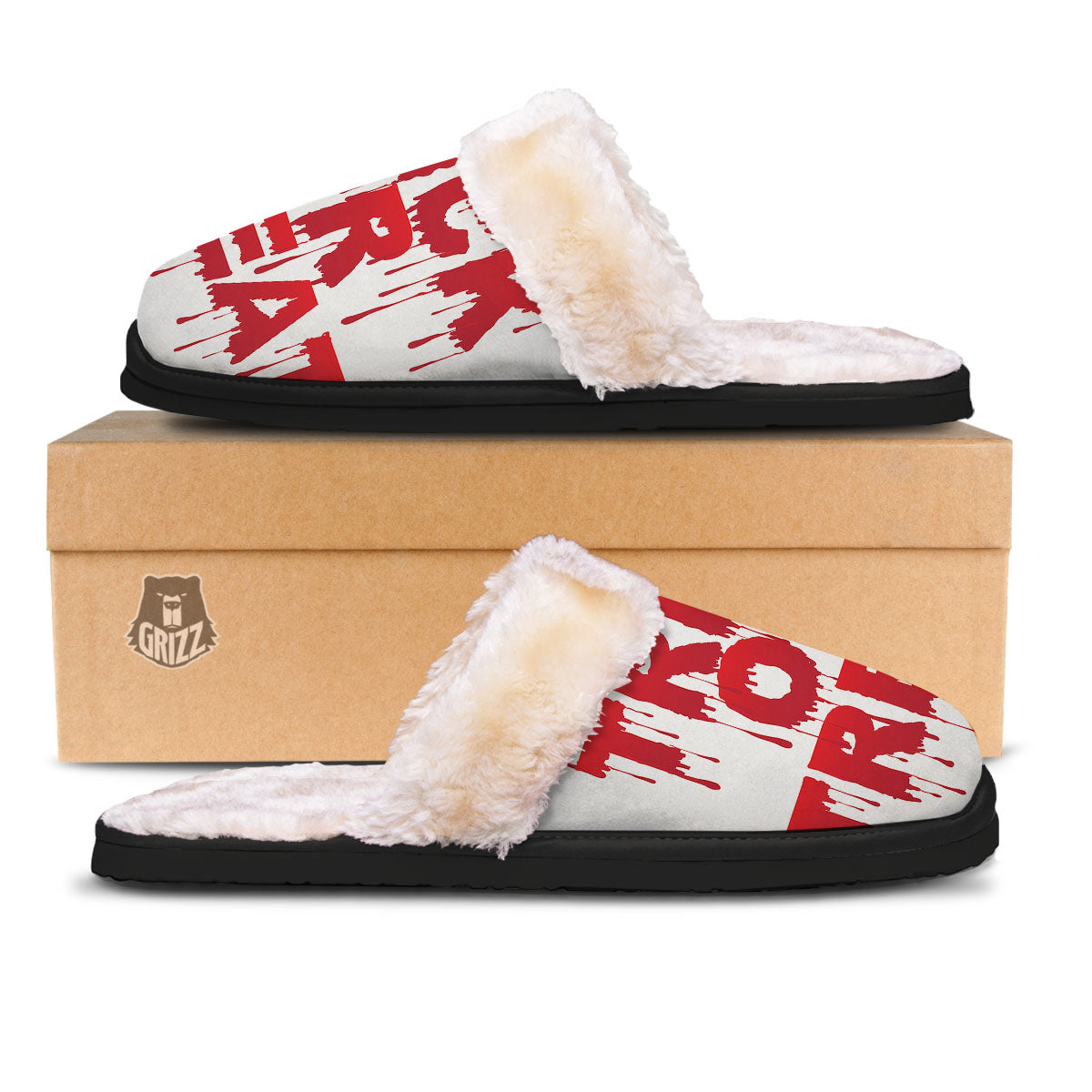 Trick Or Treat Red Blood Halloween Print Slippers-grizzshop