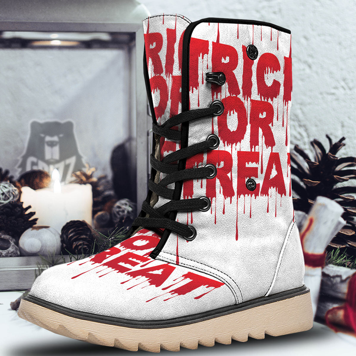 Trick Or Treat Red Blood Halloween Print Snow Boots-grizzshop