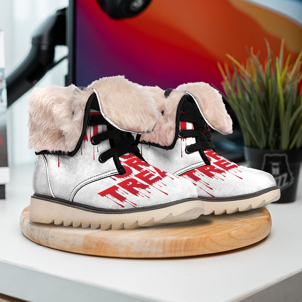 Trick Or Treat Red Blood Halloween Print Snow Boots-grizzshop