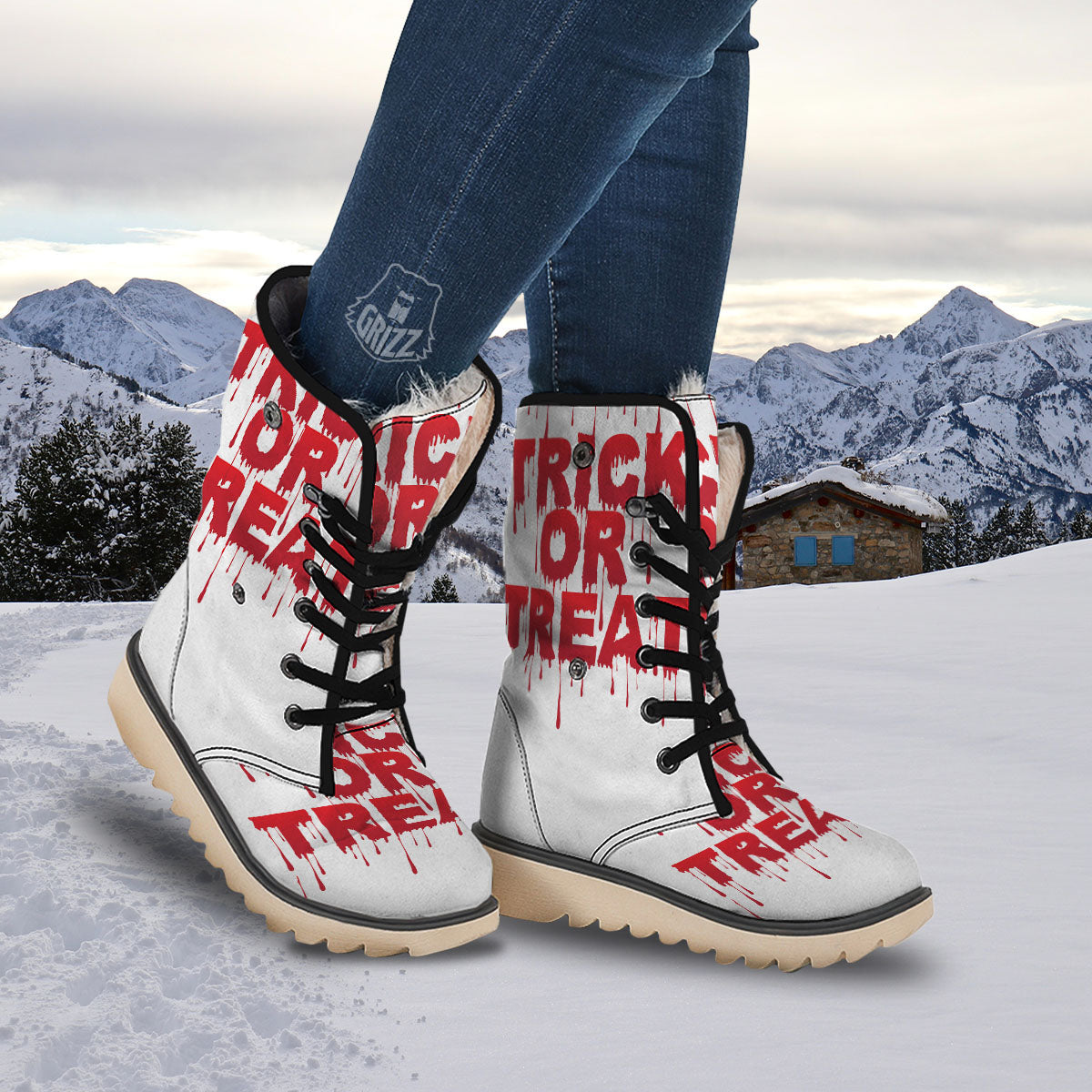 Trick Or Treat Red Blood Halloween Print Snow Boots-grizzshop