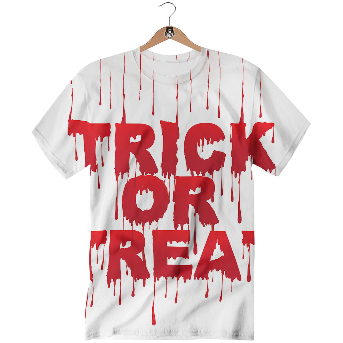 Trick Or Treat Red Blood Halloween Print T-Shirt-grizzshop