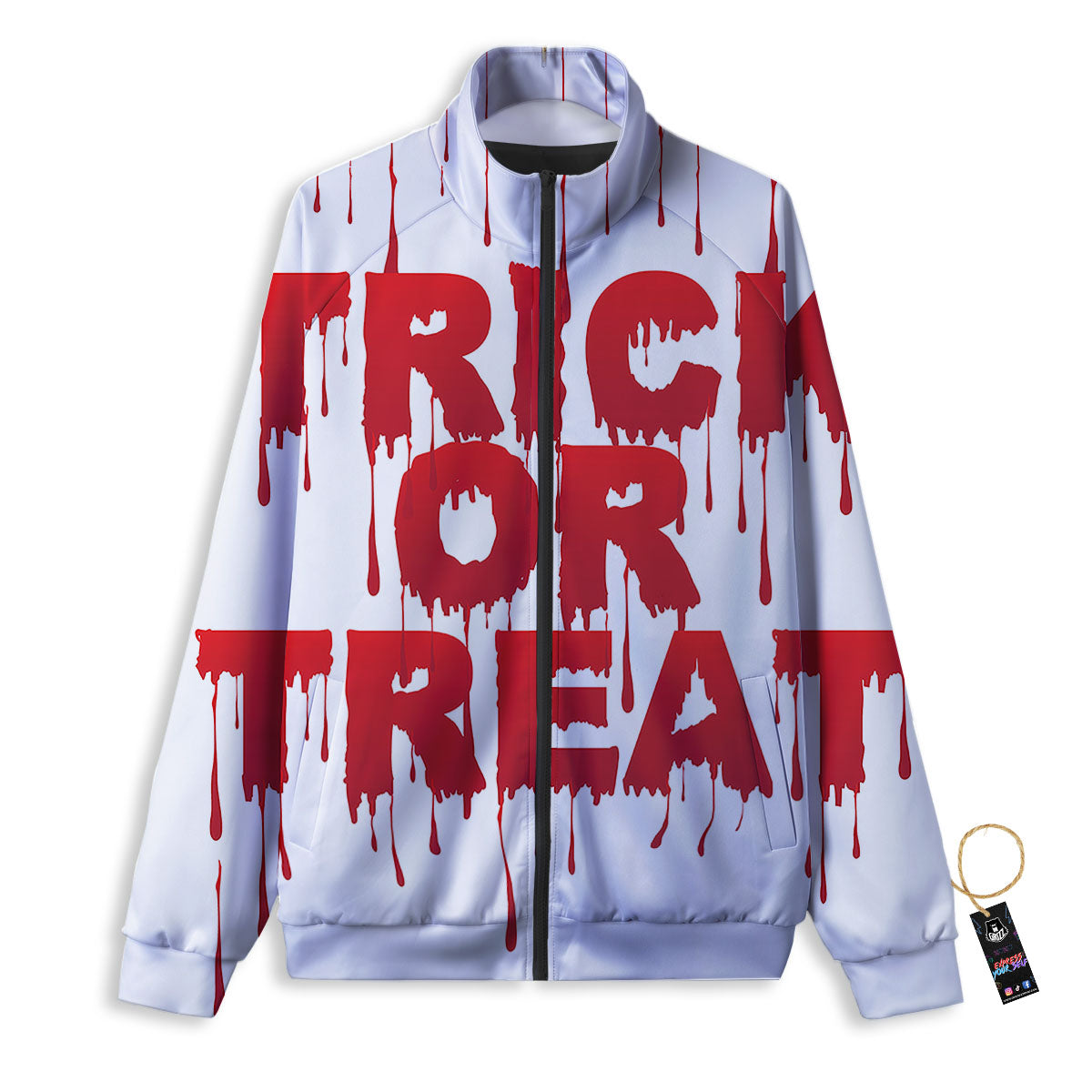 Trick Or Treat Red Blood Halloween Print Track Jacket-grizzshop