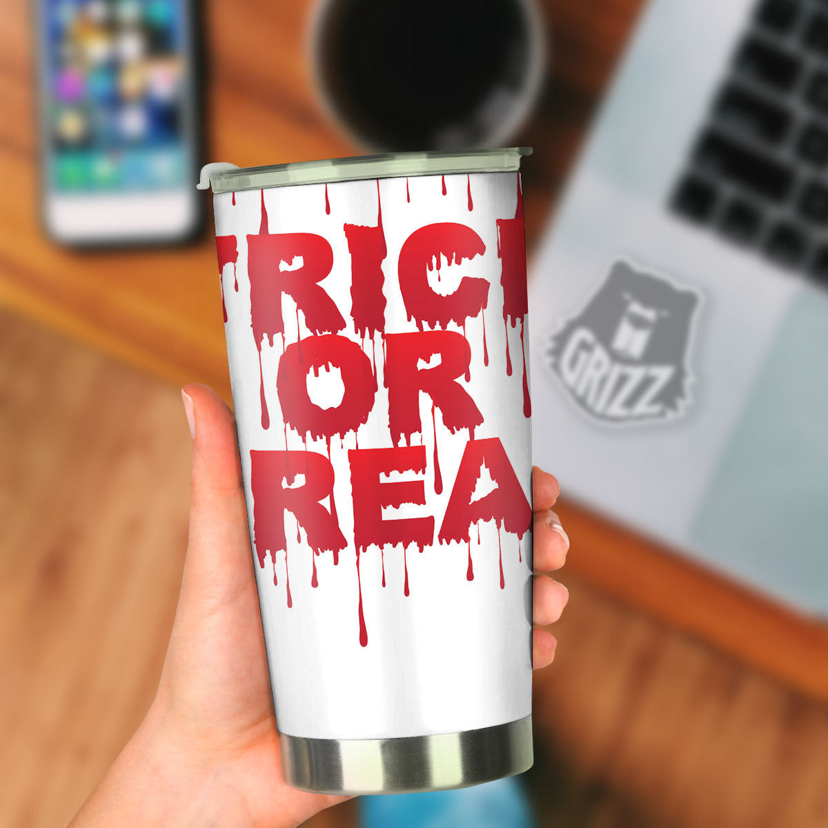 Trick Or Treat Red Blood Halloween Print Tumbler-grizzshop