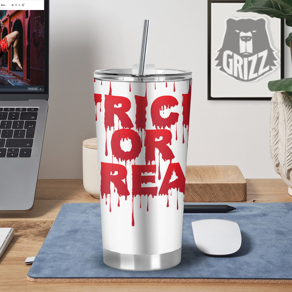 Trick Or Treat Red Blood Halloween Print Tumbler-grizzshop