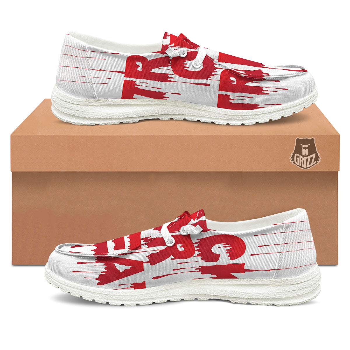 Trick Or Treat Red Blood Halloween Print White Loafers-grizzshop