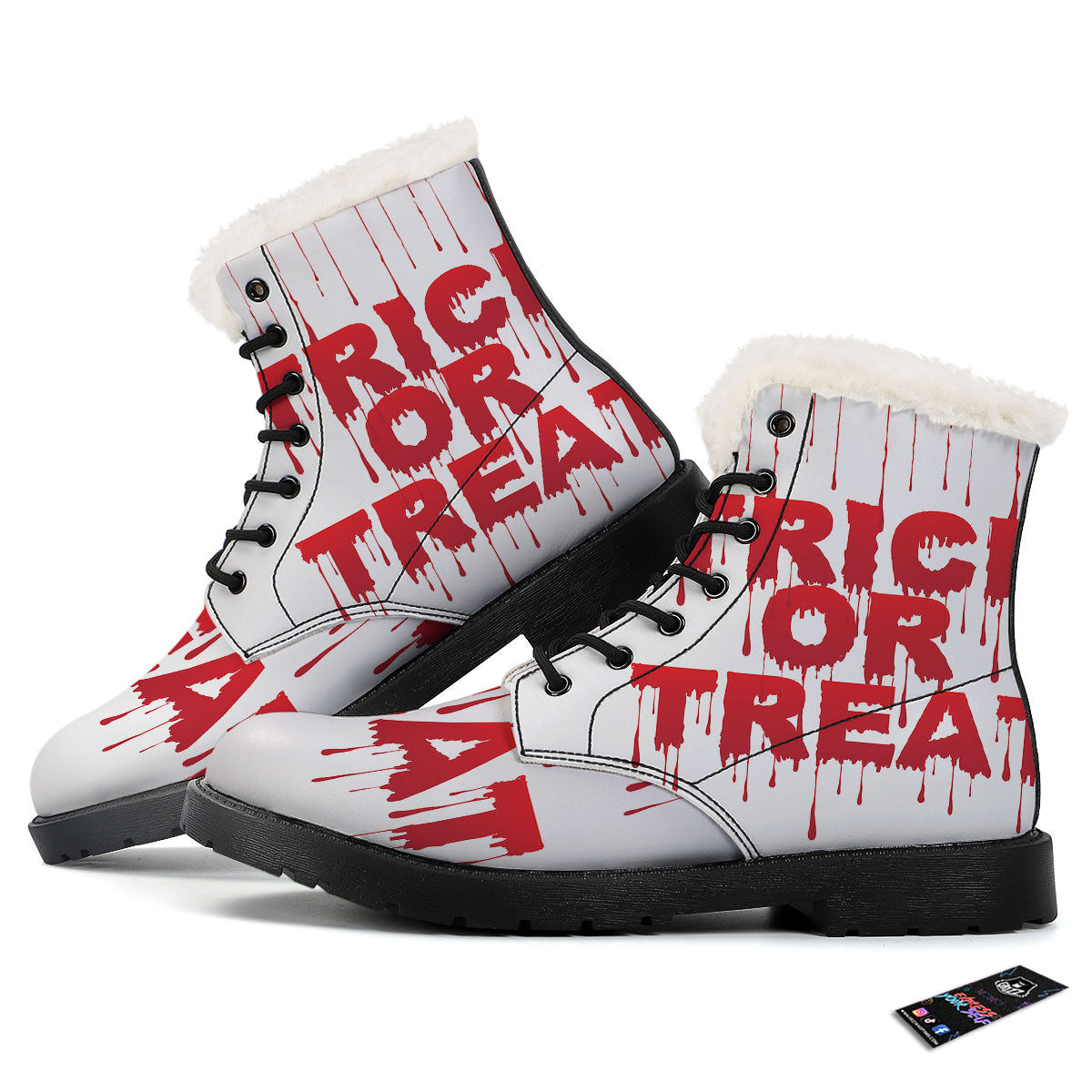 Trick Or Treat Red Blood Halloween Print Winter Boots-grizzshop