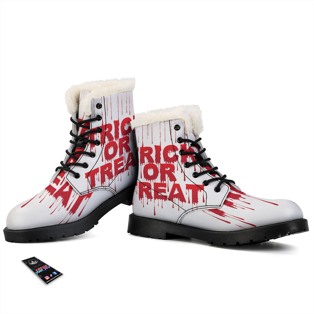 Trick Or Treat Red Blood Halloween Print Winter Boots-grizzshop