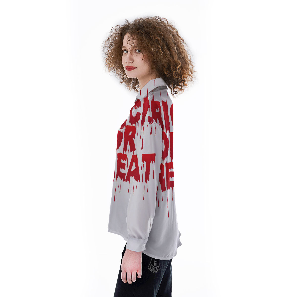 Trick Or Treat Red Blood Halloween Print Women's Long Sleeve Shirts-grizzshop