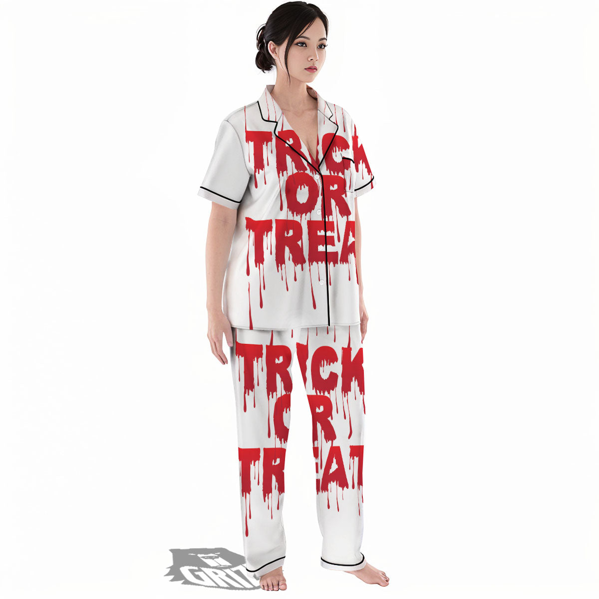 Trick Or Treat Red Blood Halloween Print Women's Pajamas Set-grizzshop