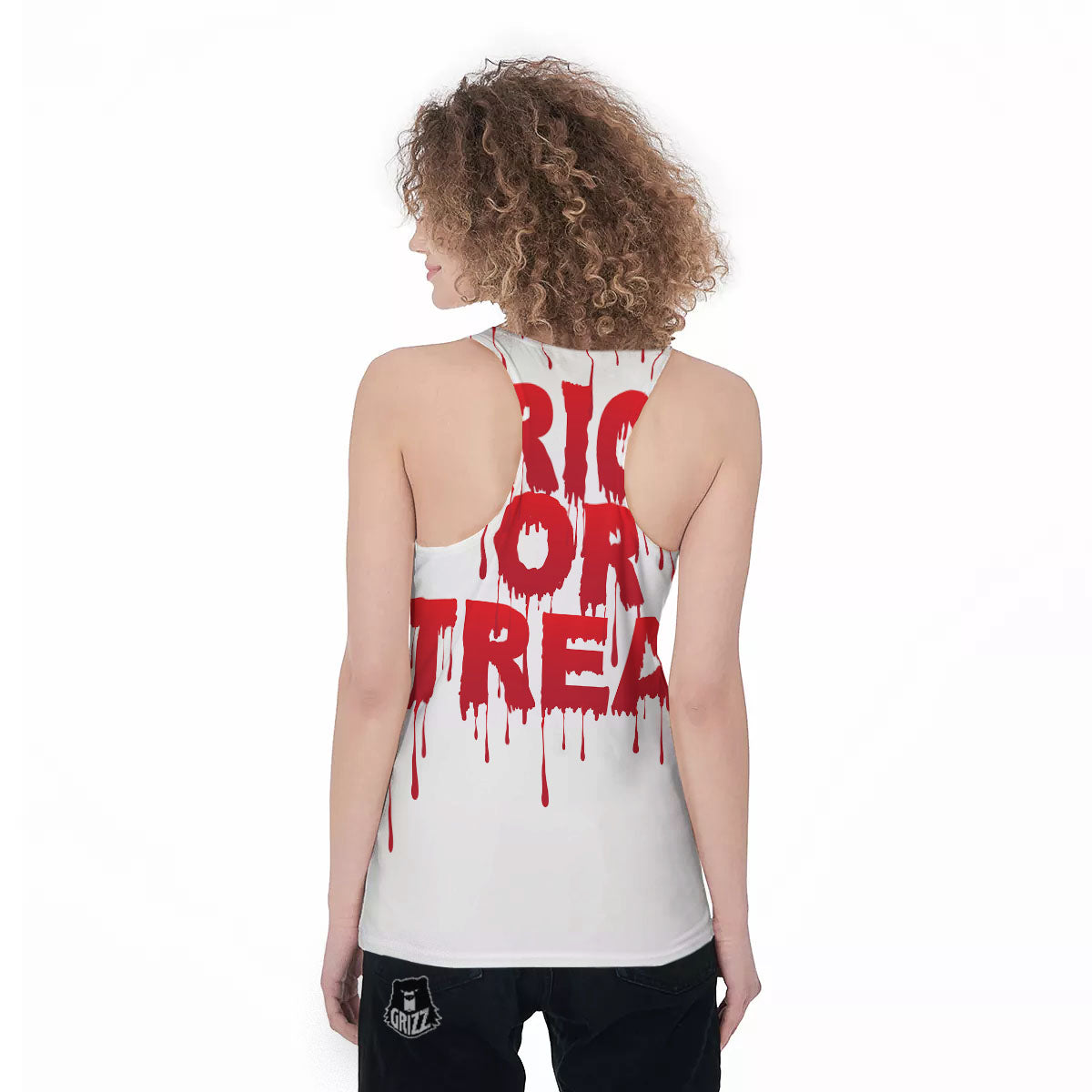Trick Or Treat Red Blood Halloween Print Women's Racerback Tank Top-grizzshop
