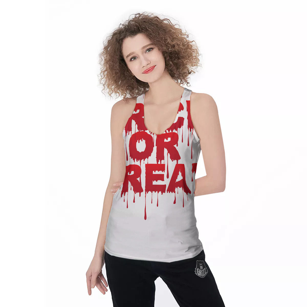 Trick Or Treat Red Blood Halloween Print Women's Racerback Tank Top-grizzshop
