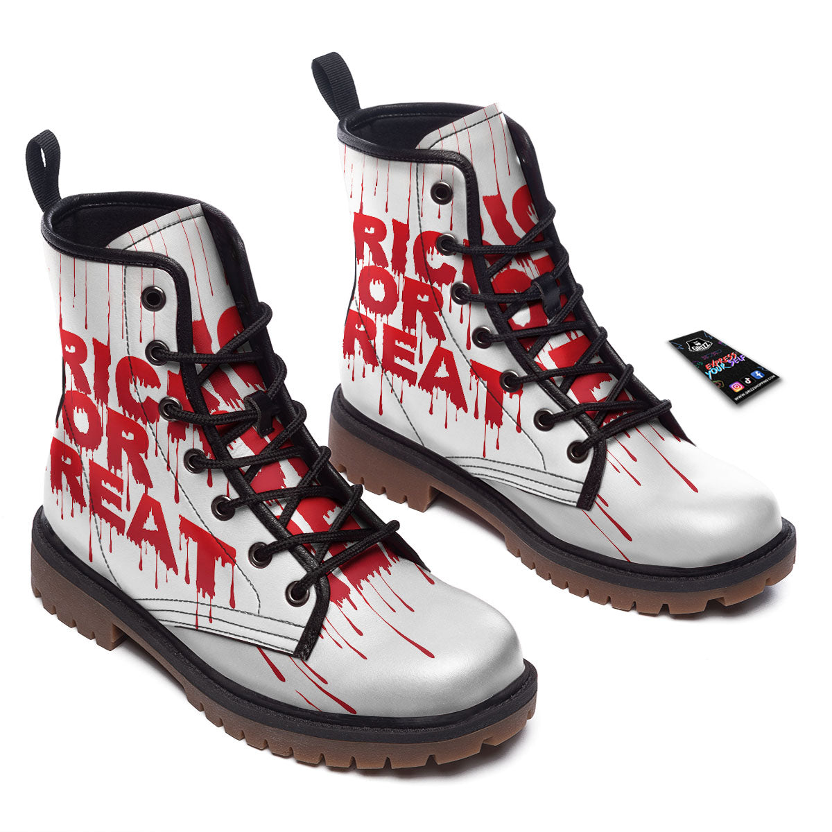 Trick Or Treat Red Blood Halloween Print Work Boots-grizzshop