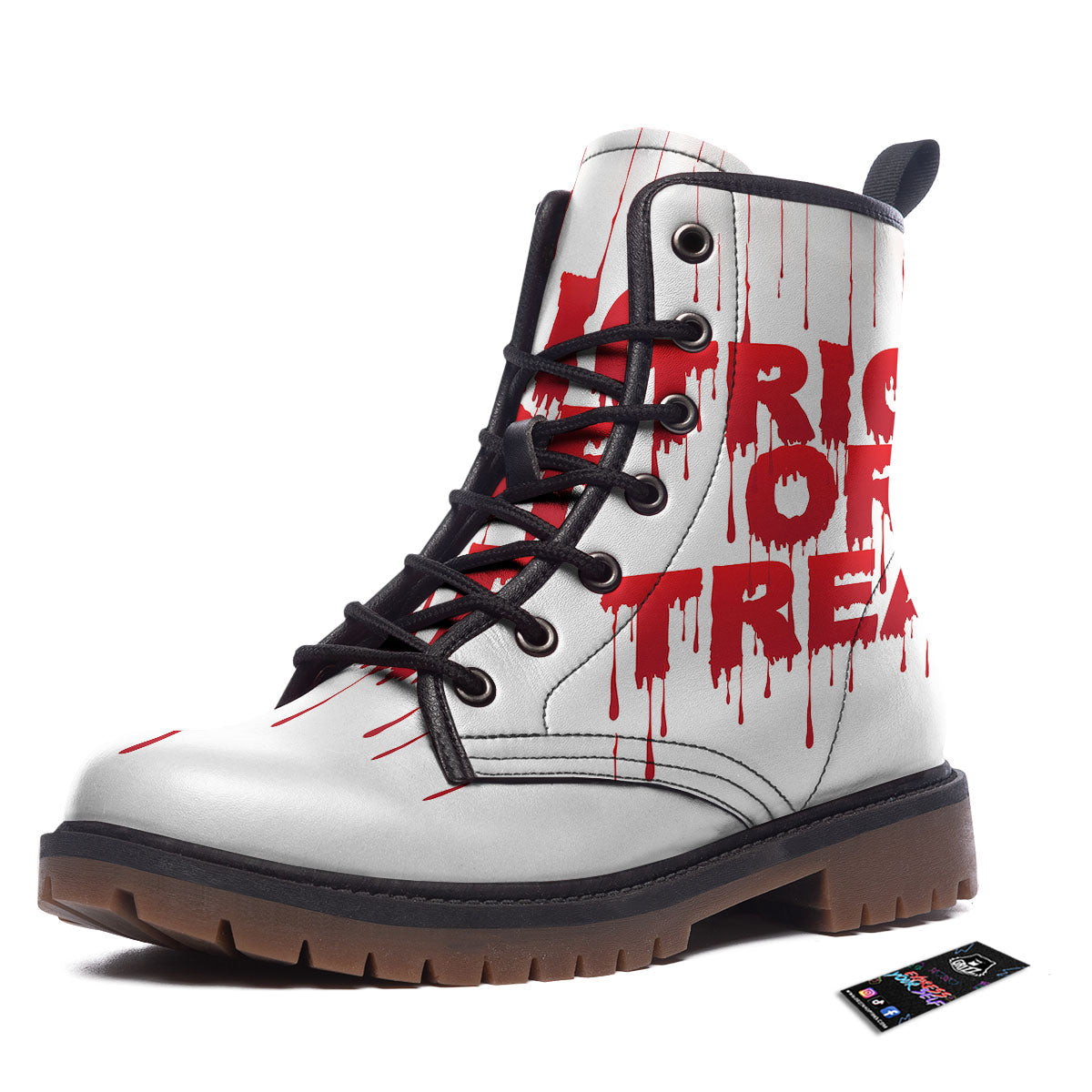 Trick Or Treat Red Blood Halloween Print Work Boots-grizzshop