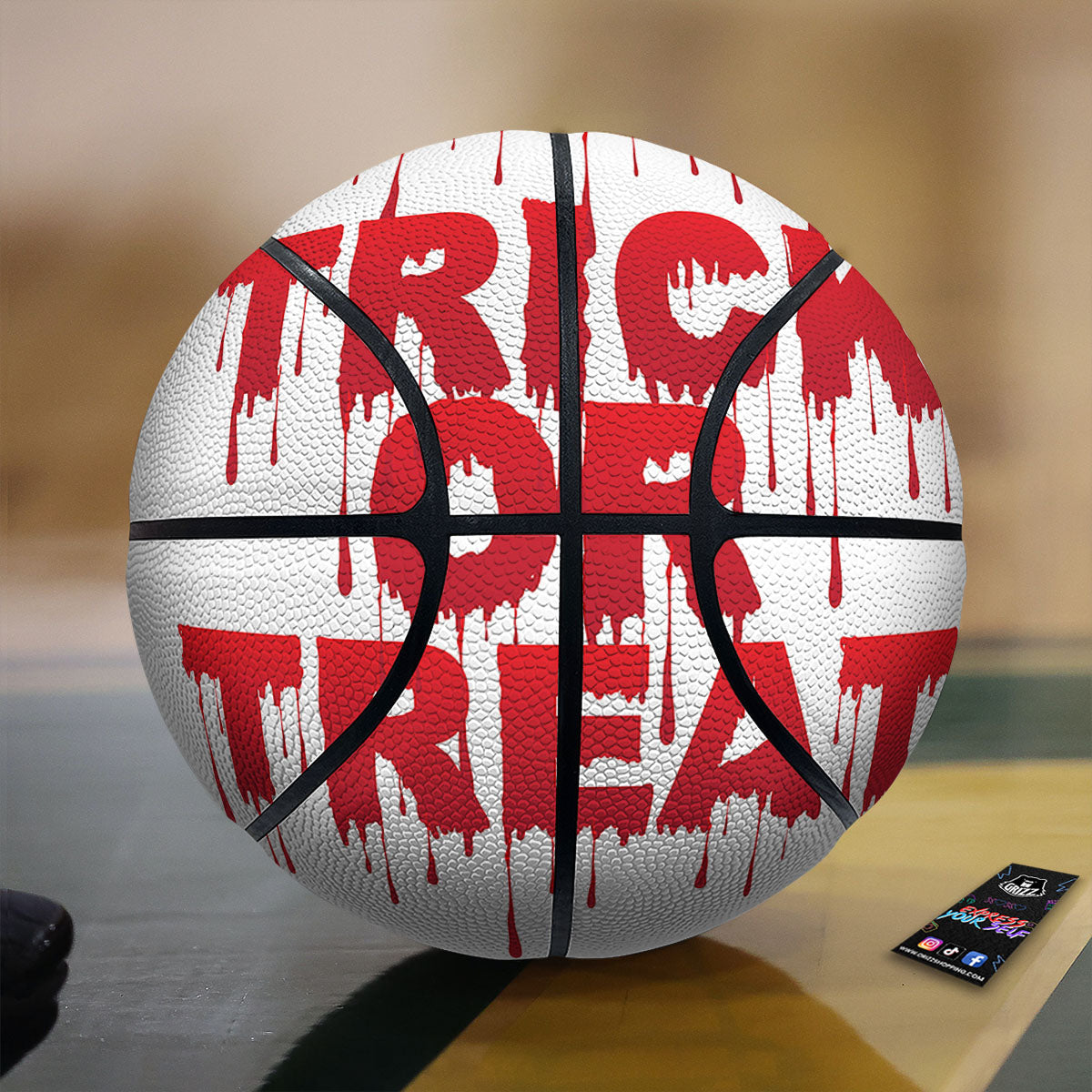 Trick Or Treat Red Blood Halloween Print Basketball