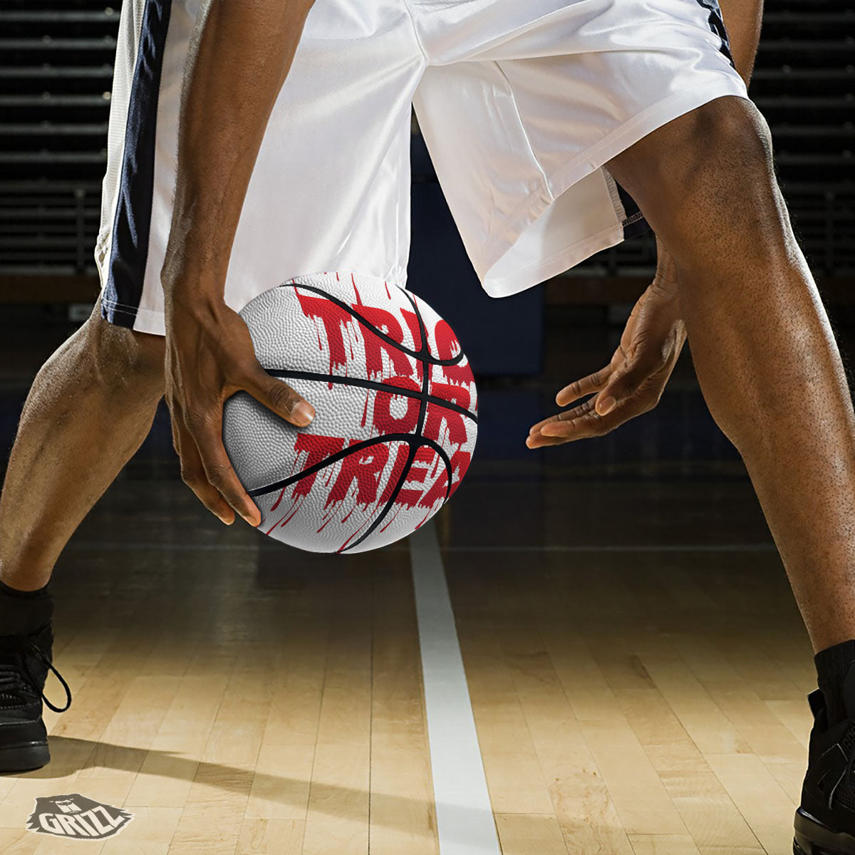 Trick Or Treat Red Blood Halloween Print Basketball