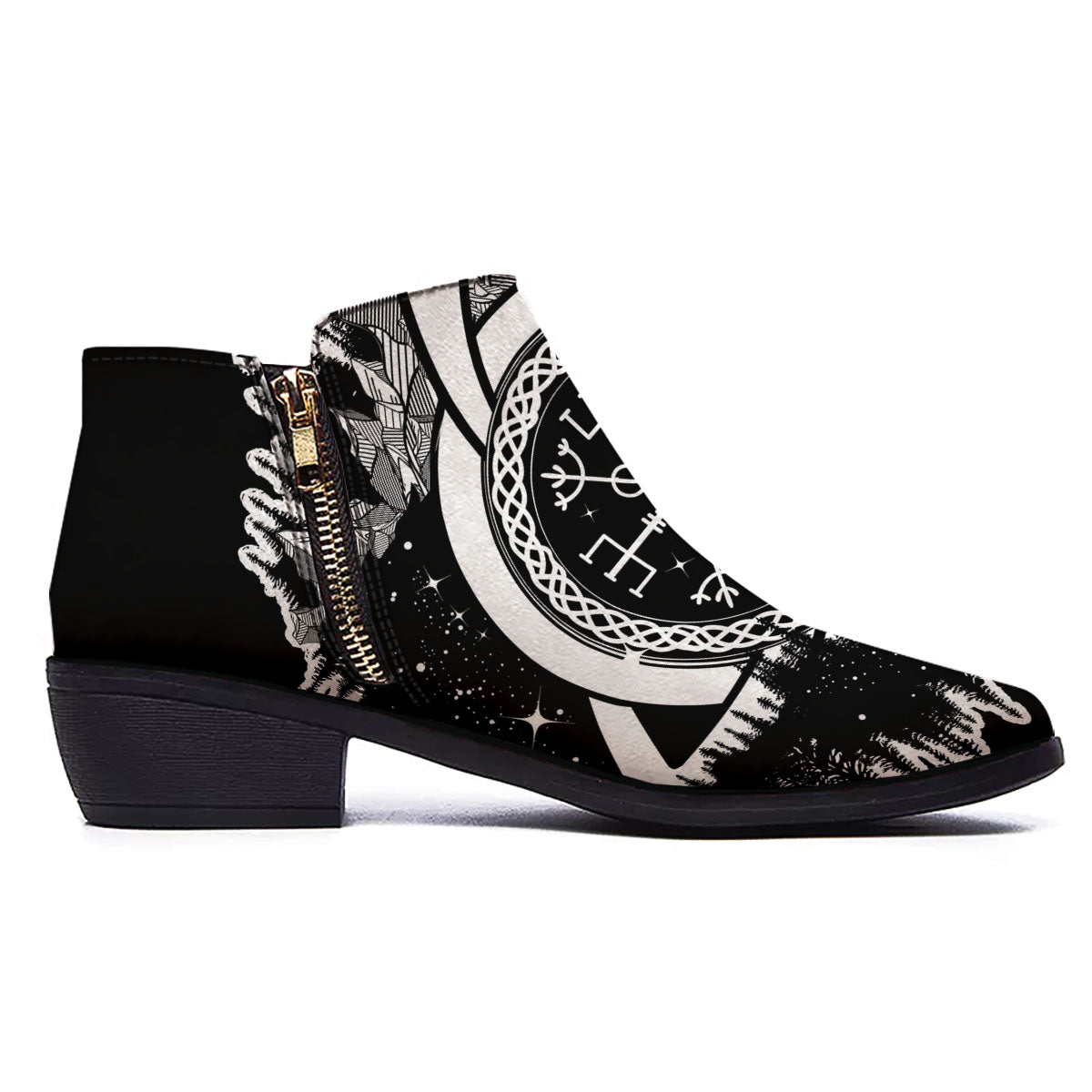Trinity Knot Viking Celtic Print Ankle Boots-grizzshop