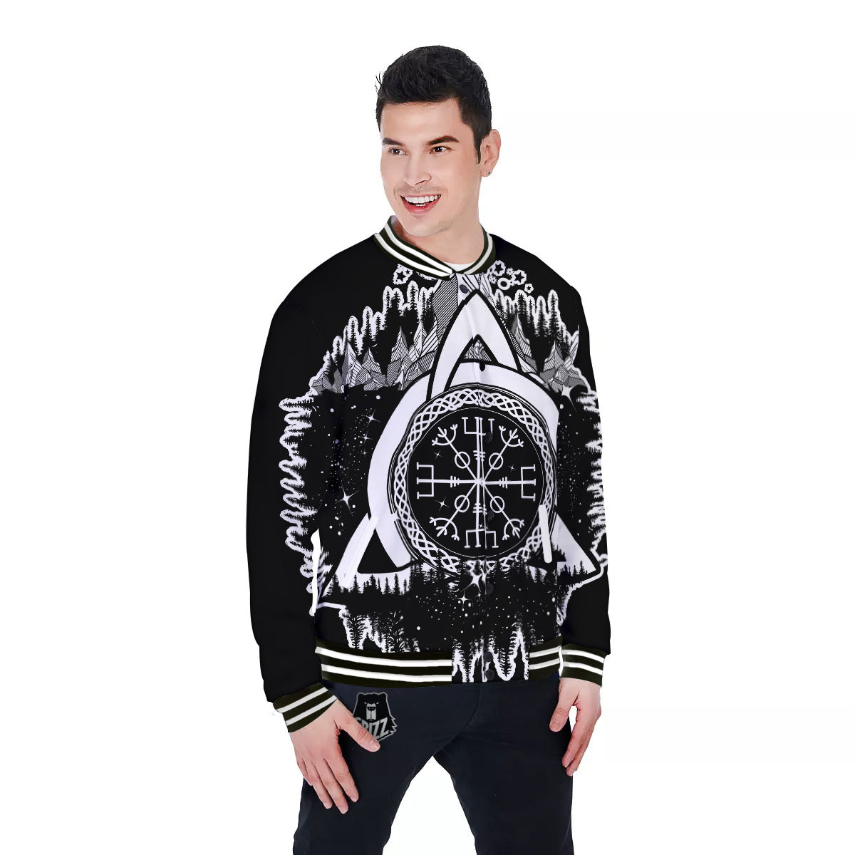 Trinity Knot Viking Celtic Print Baseball Jacket-grizzshop