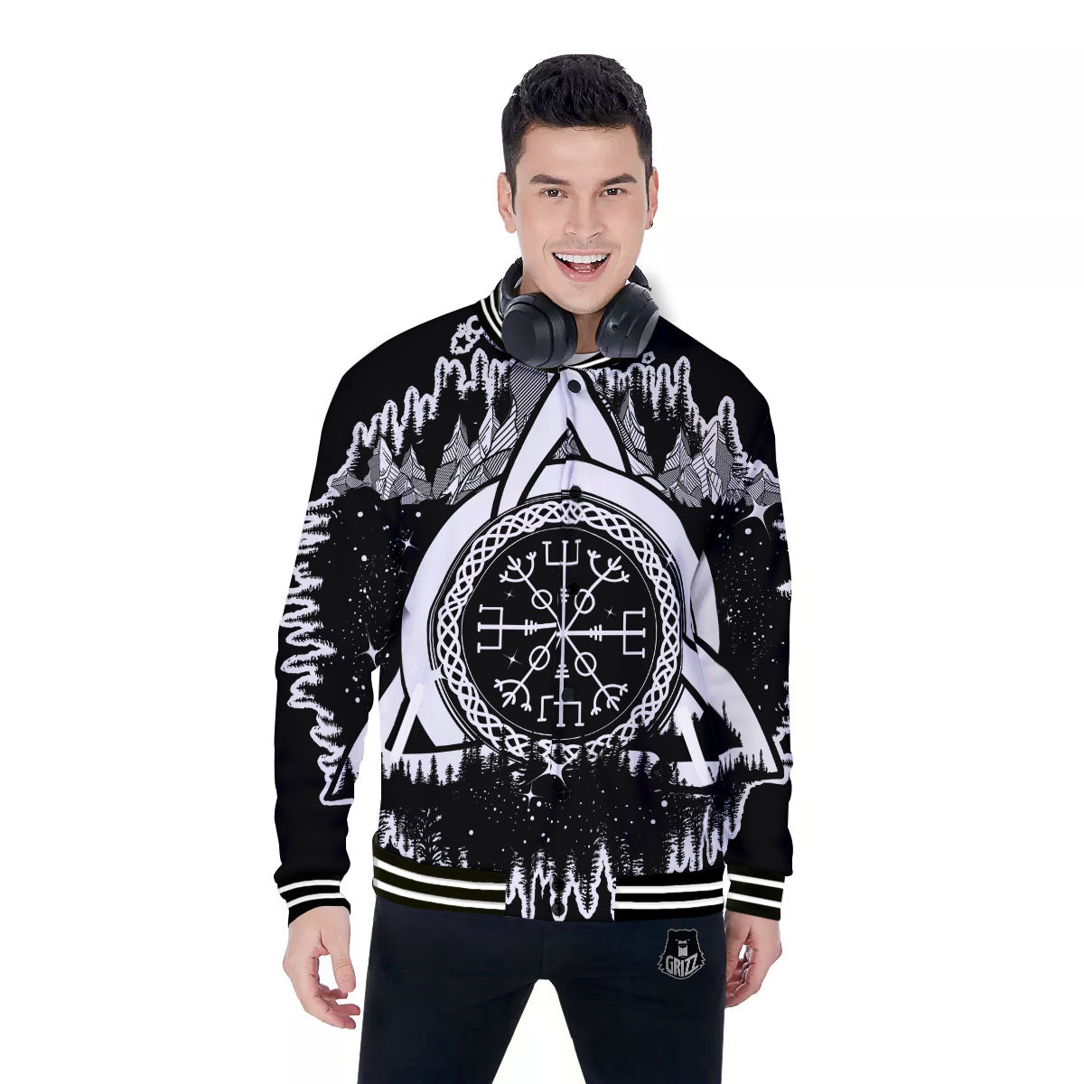 Trinity Knot Viking Celtic Print Baseball Jacket-grizzshop