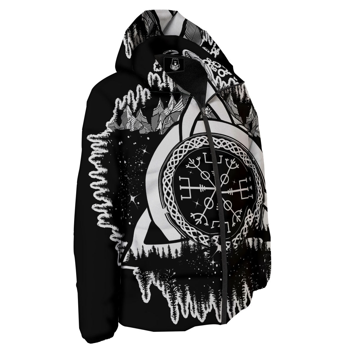 Trinity Knot Viking Celtic Print Down Jacket-grizzshop