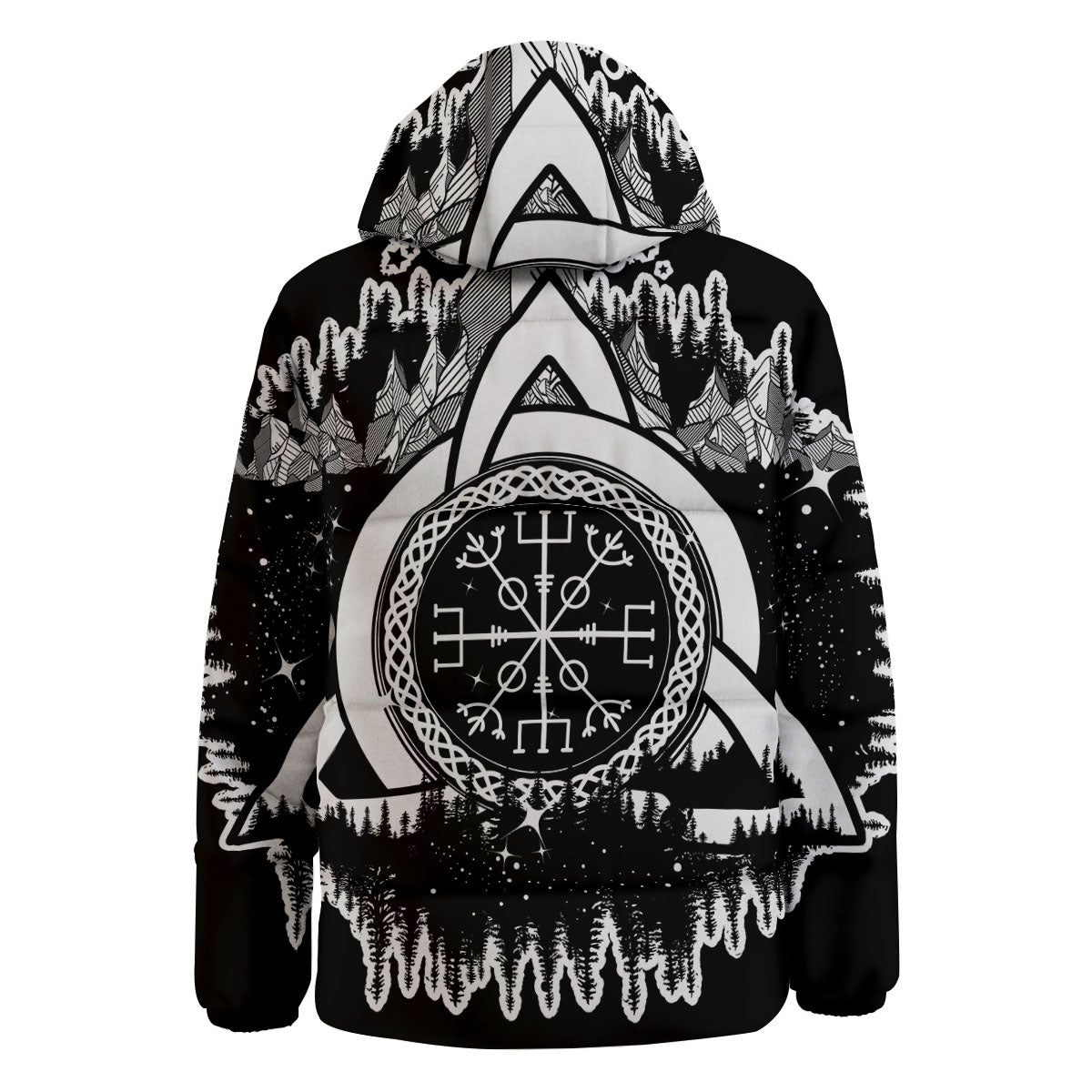 Trinity Knot Viking Celtic Print Down Jacket-grizzshop