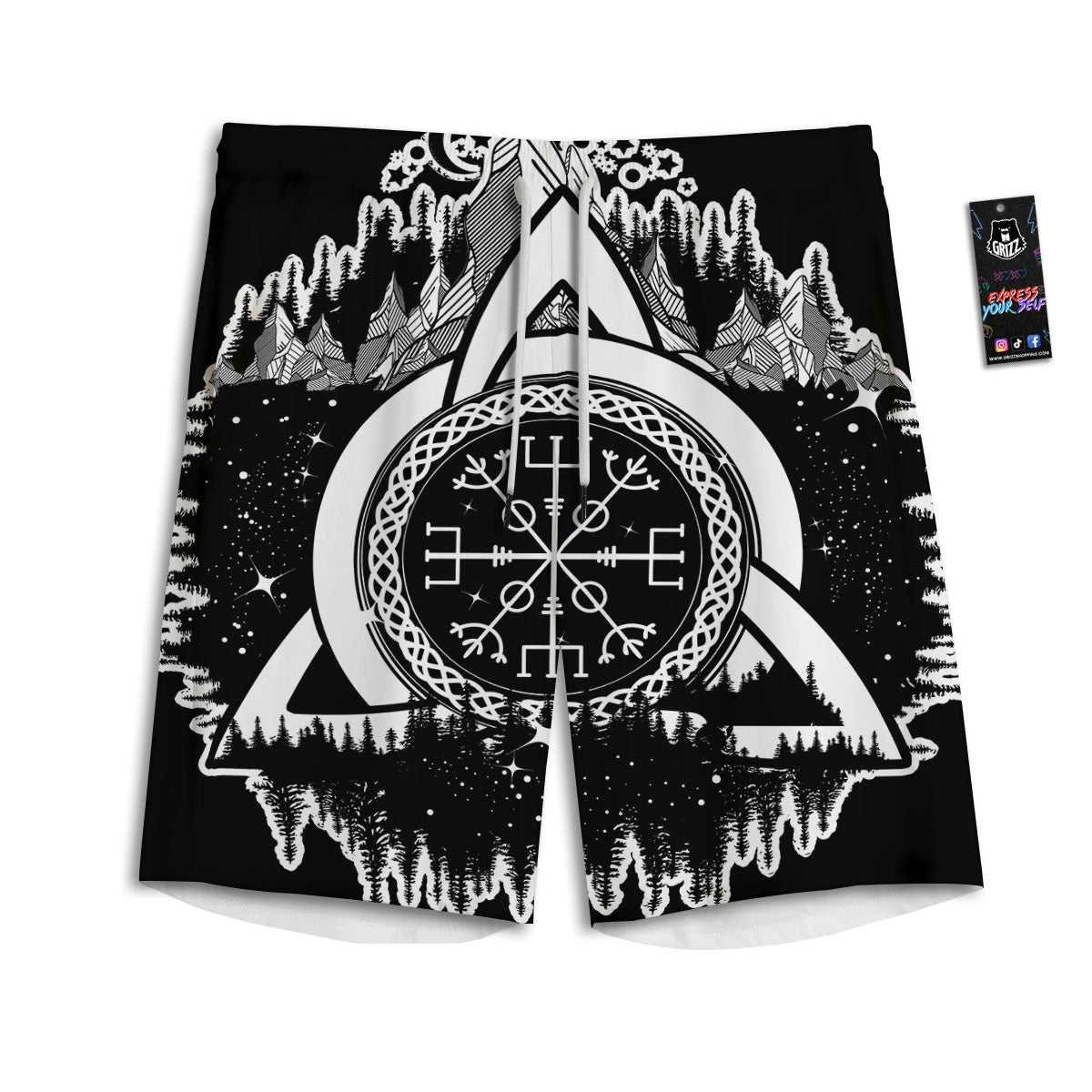 Trinity Knot Viking Celtic Print Men's Athletic Shorts