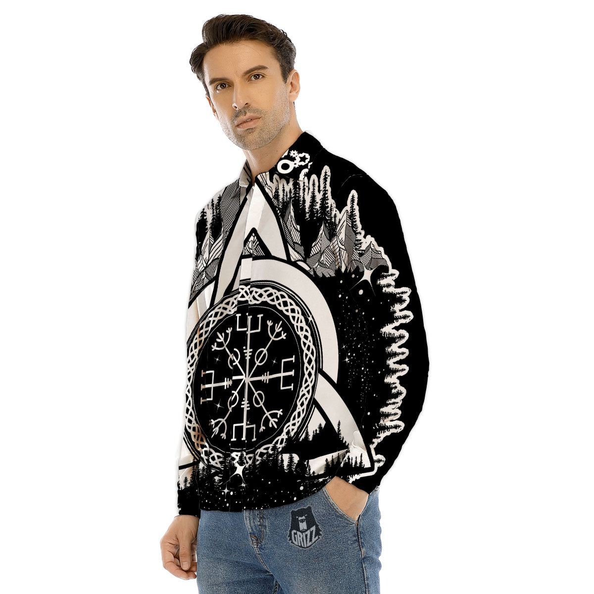 Trinity Knot Viking Celtic Print Men's Dress Shirts-grizzshop