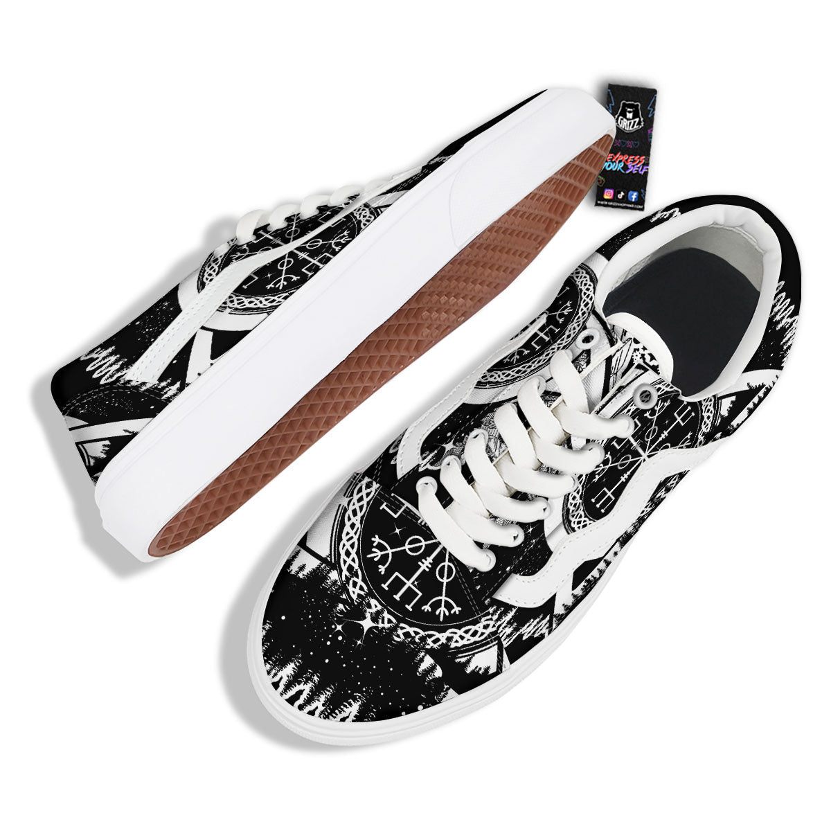 Trinity Knot Viking Celtic Print Skate Shoes-grizzshop