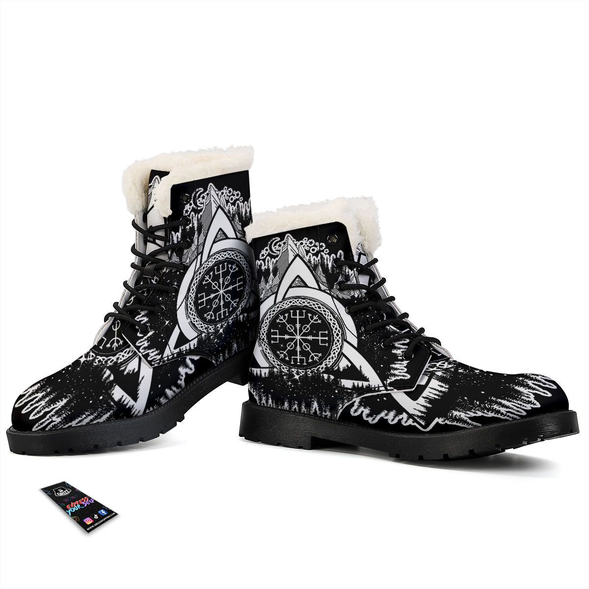 Trinity Knot Viking Celtic Print Winter Boots-grizzshop
