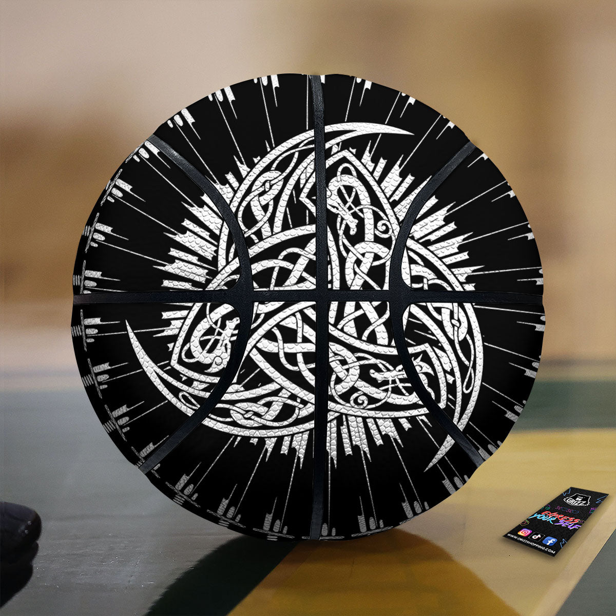 Triple Horn Of Odin Viking Print Basketball