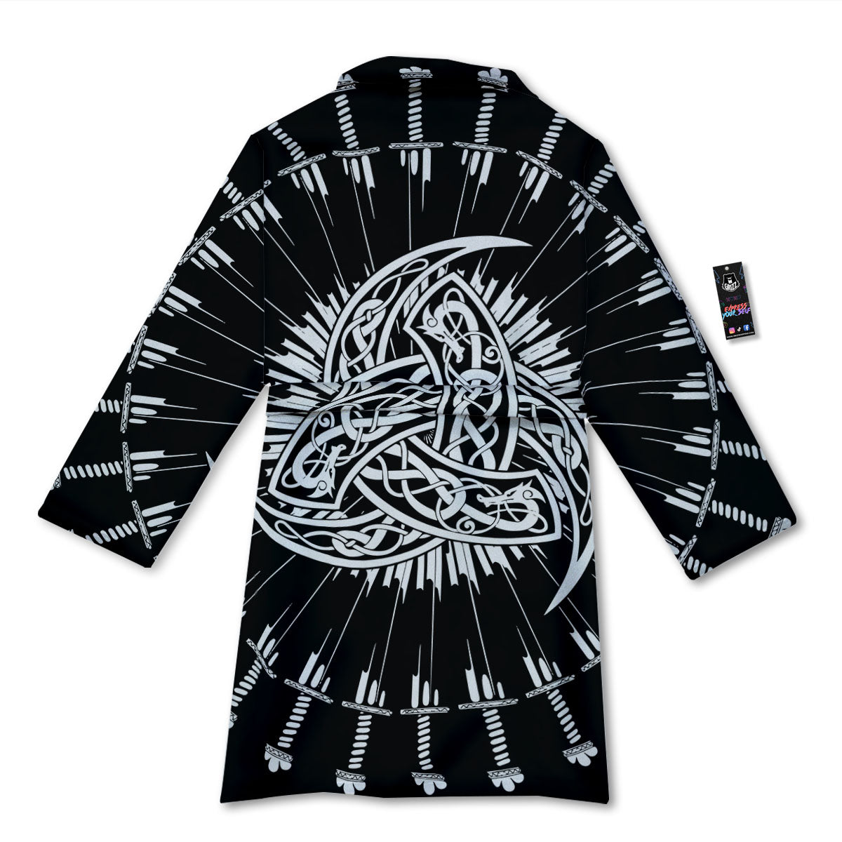 Triple Horn Of Odin Viking Print Bathrobe-grizzshop