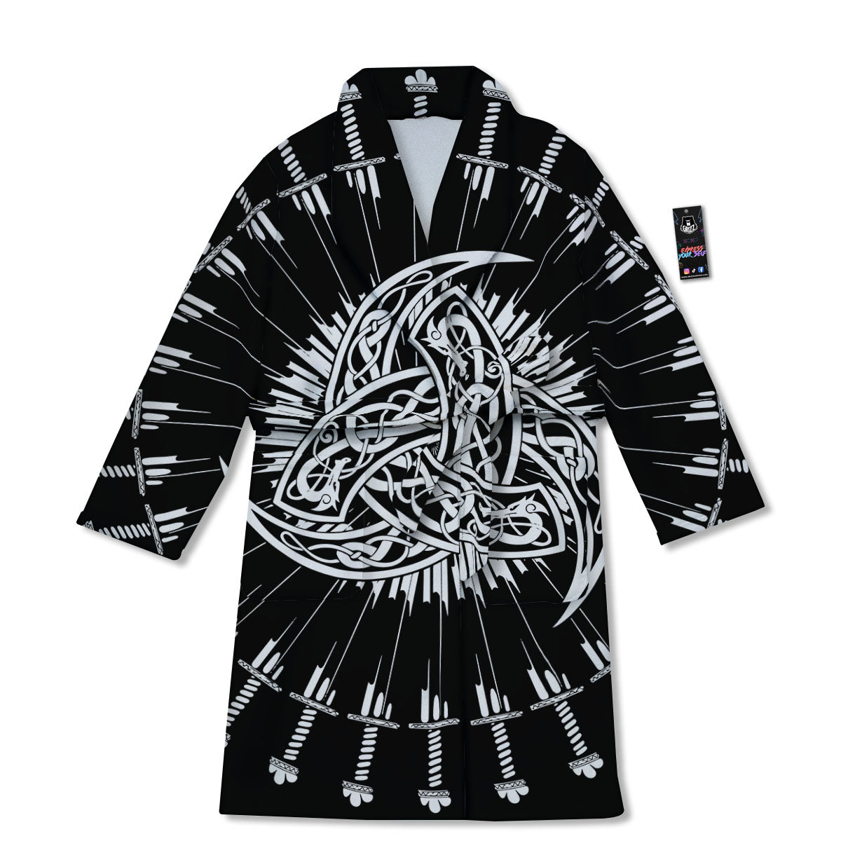 Triple Horn Of Odin Viking Print Bathrobe-grizzshop